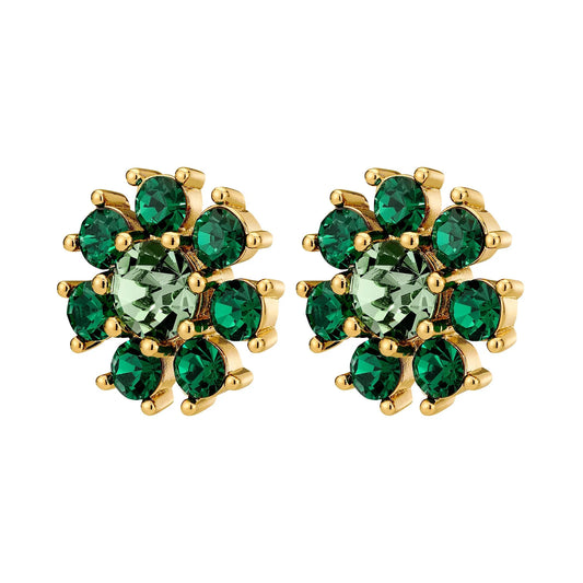 AUDE SHINY GOLD EMERALD GREEN EARRINGS