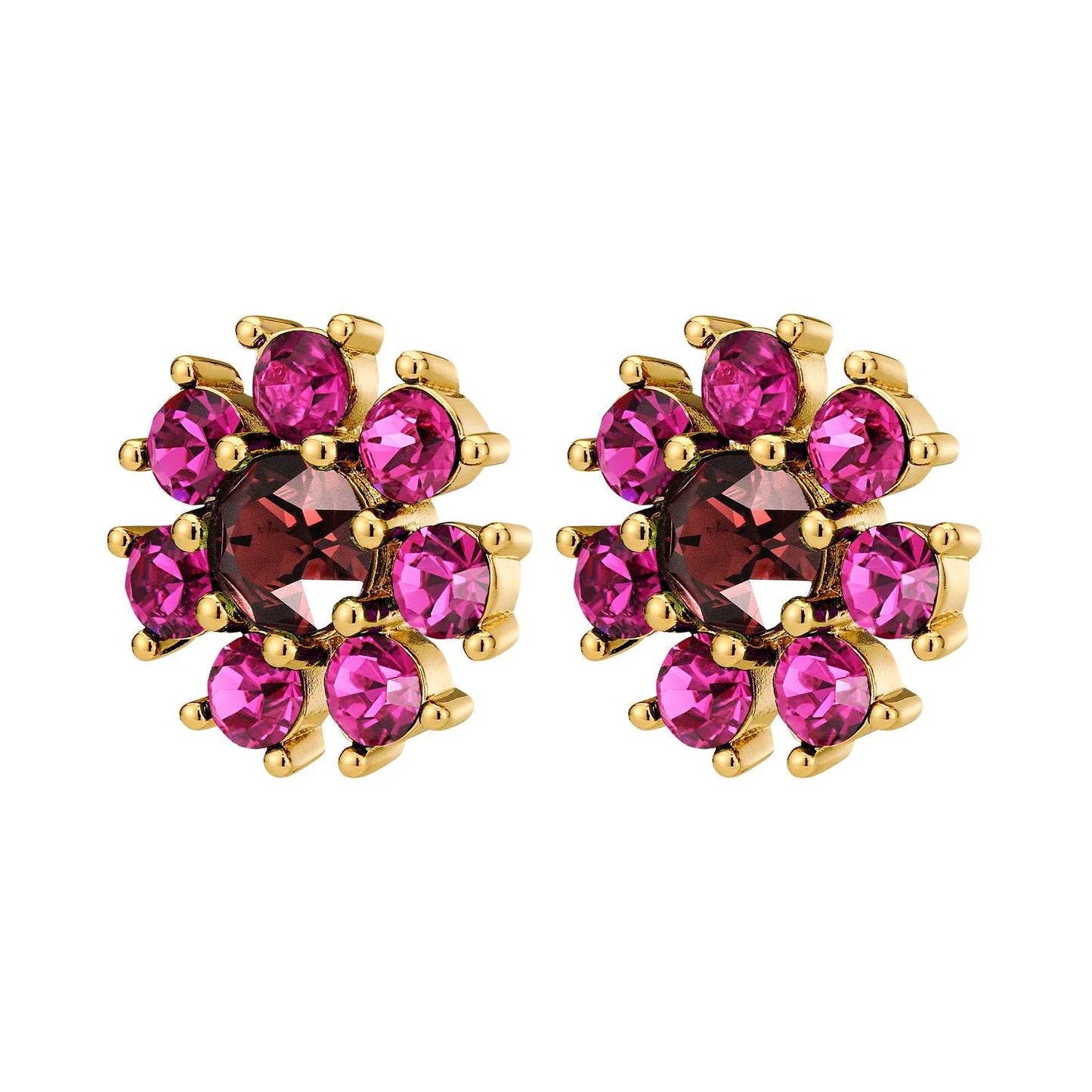 AUDE SHINY GOLD PINK/WINE EARRINGS