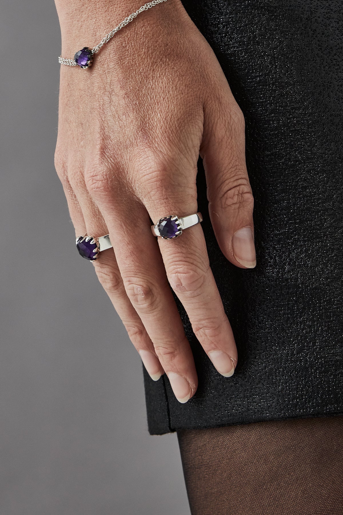 BABY CLAW RING AMETHYST