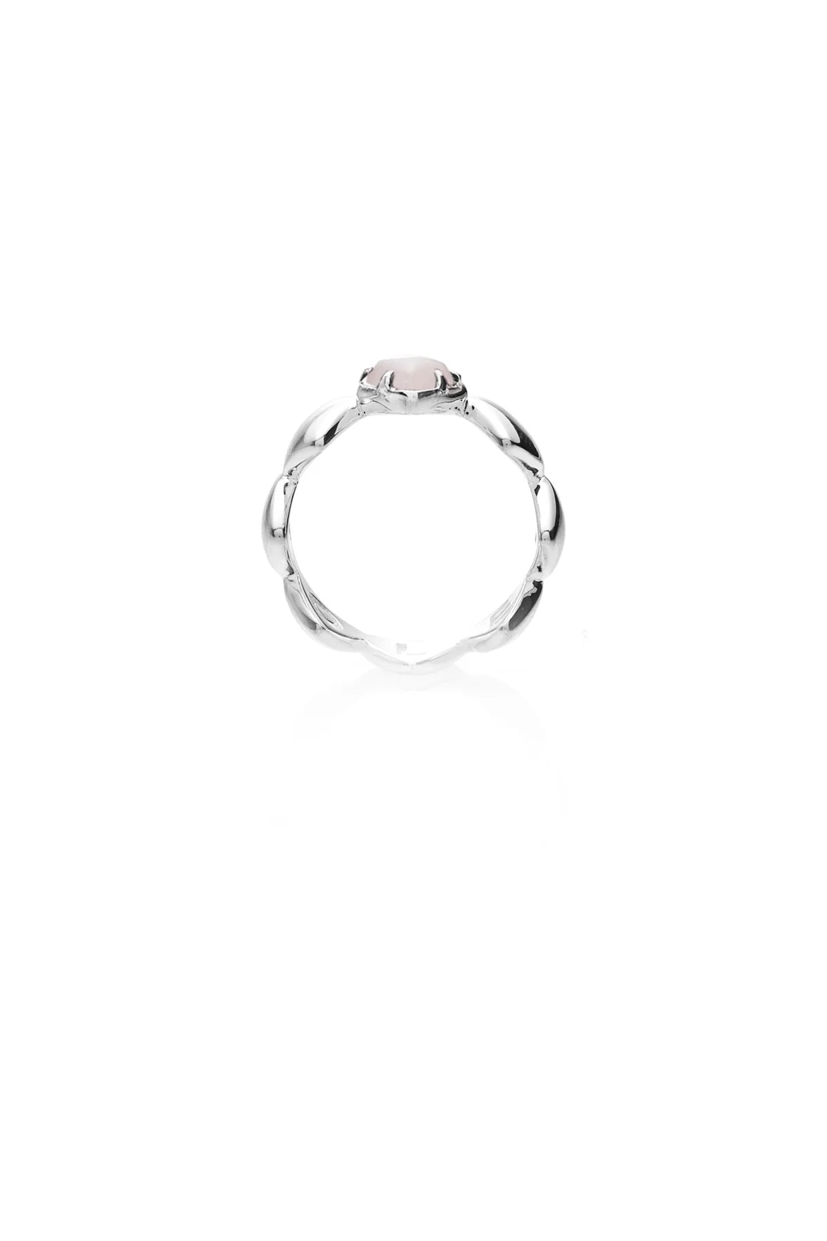 BAND OF HEARTS RING ROSE QUARTZ