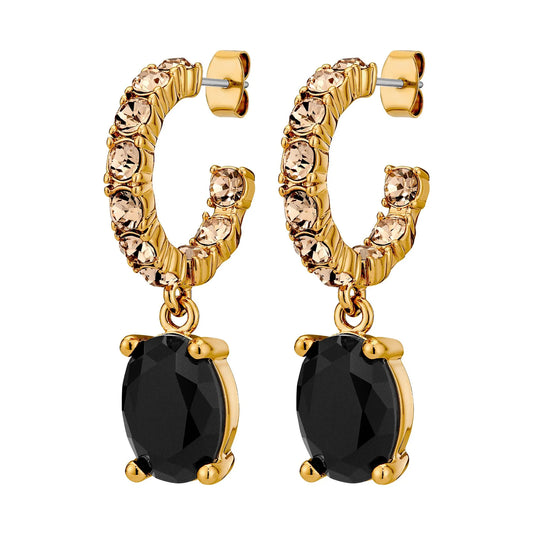 BARBARA SHINY GOLD BLACK/GOLDEN EARRINGS