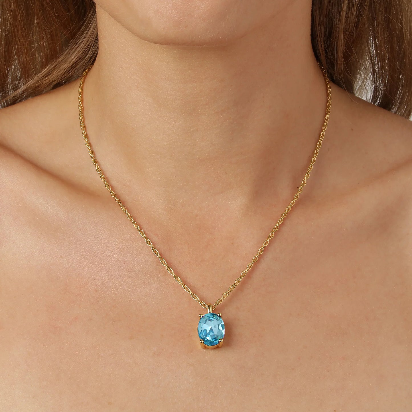 BARGA SHINY GOLD AQUA NECKLACE