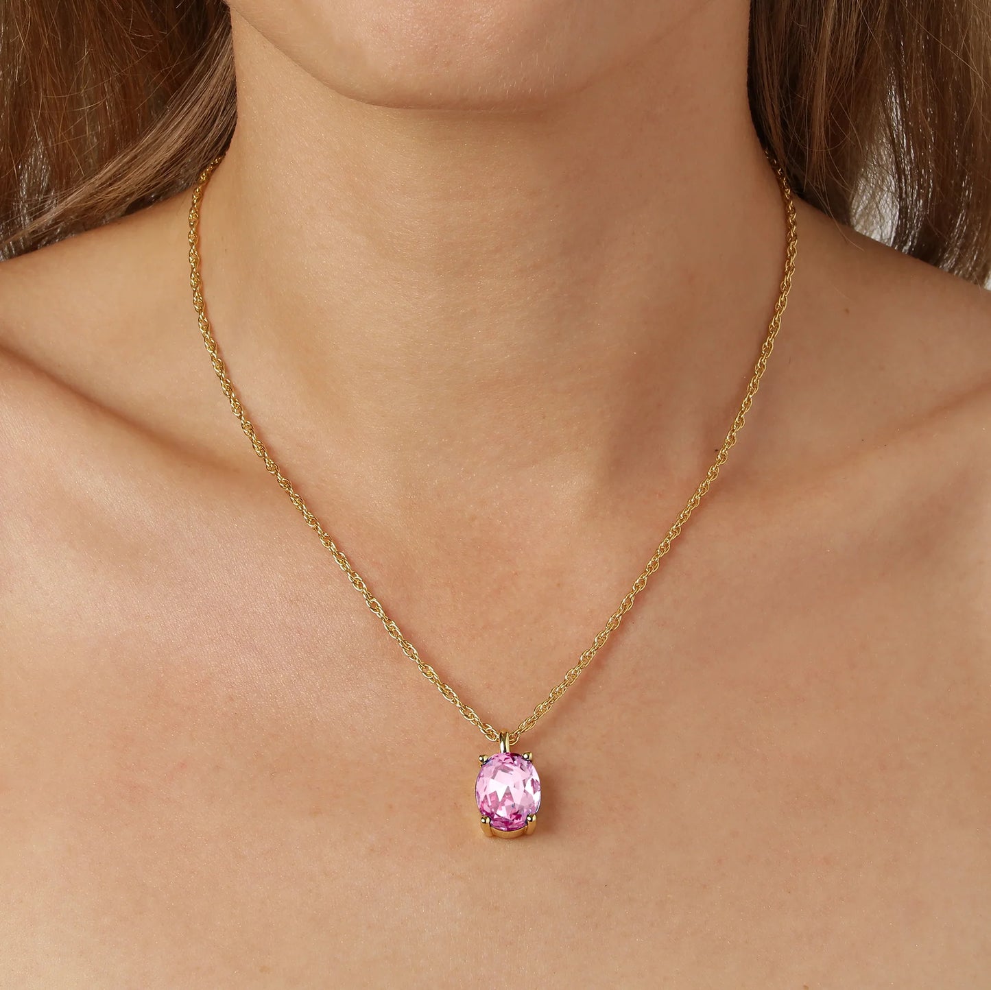 BARGA SHINY GOLD LIGHT ROSE NECKLACE