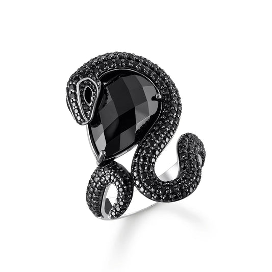 REBEL BLACK COILED SNAKE RING