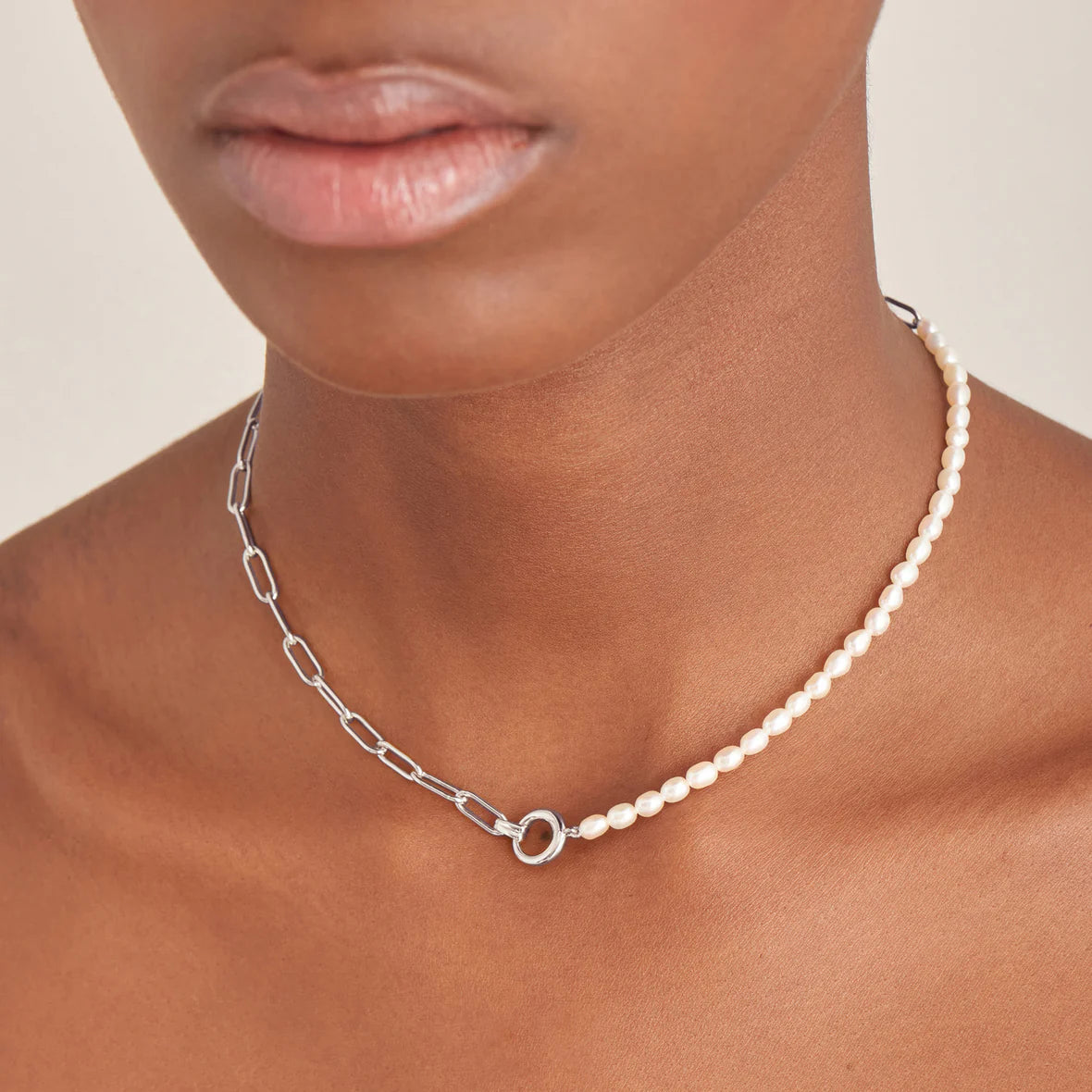 PEARL CHUNKY LINK CHAIN NECKLACE