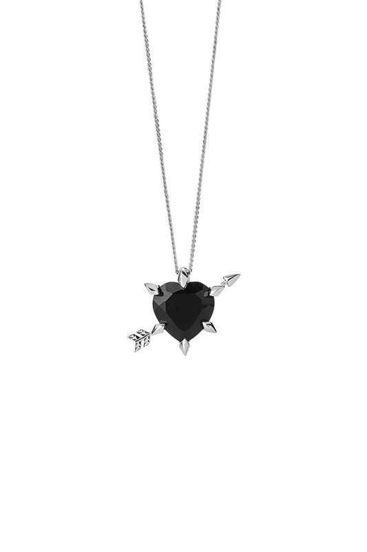 CUPID'S ARROW AND HEART NECKLACE ONYX