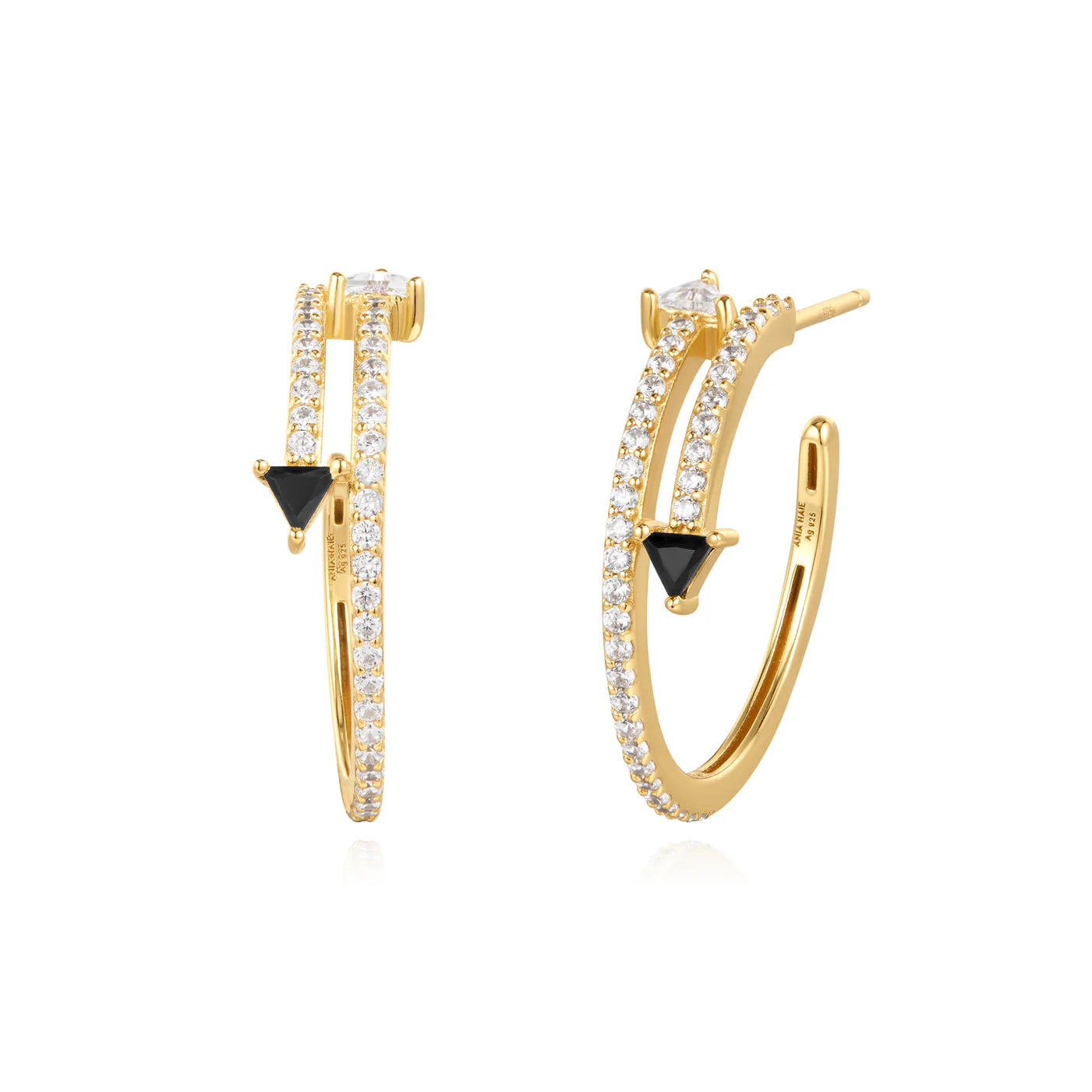 SUNSHINE PAVE DOUBLE ARROW STUD HOOPS