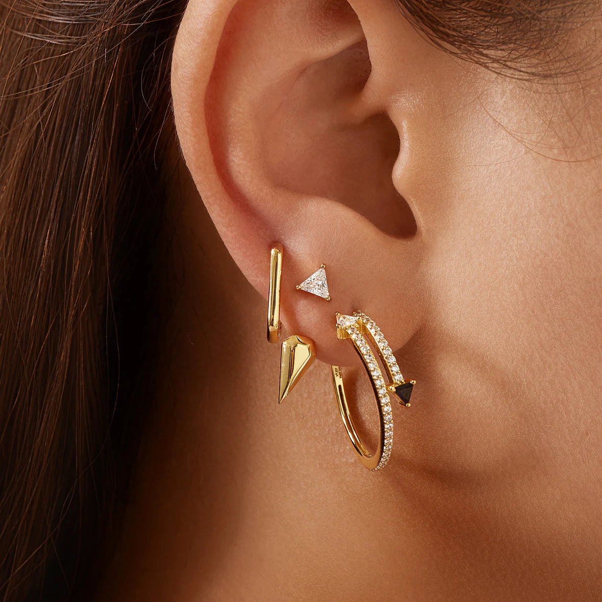 SUNSHINE PAVE DOUBLE ARROW STUD HOOPS