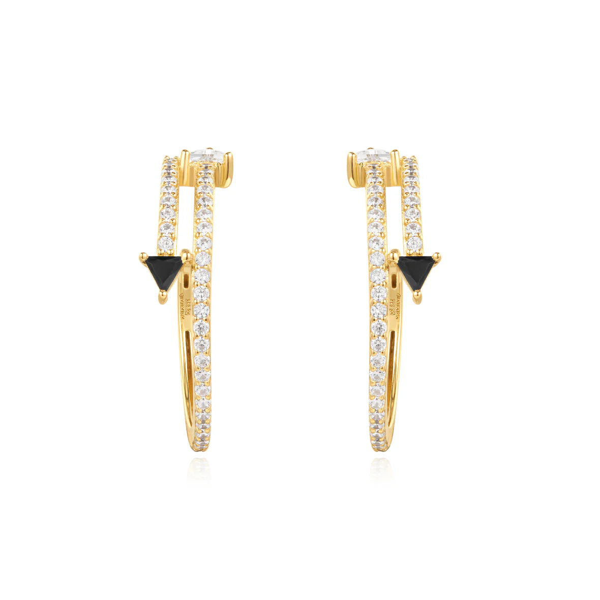 SUNSHINE PAVE DOUBLE ARROW STUD HOOPS