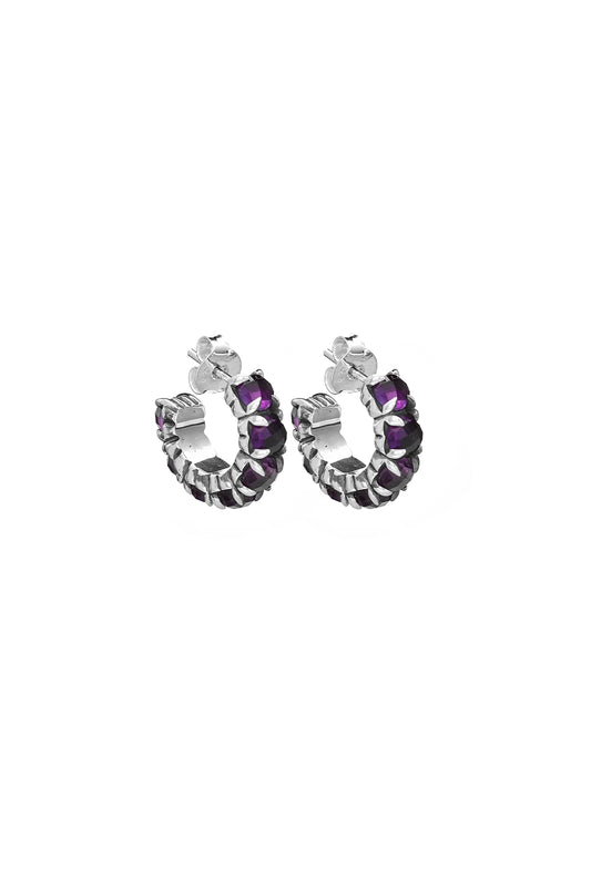 HALO CLUSTER EARRINGS AMETHYST