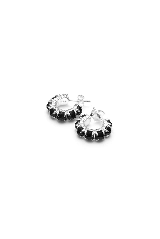 HALO CLUSTER EARRINGS ONYX