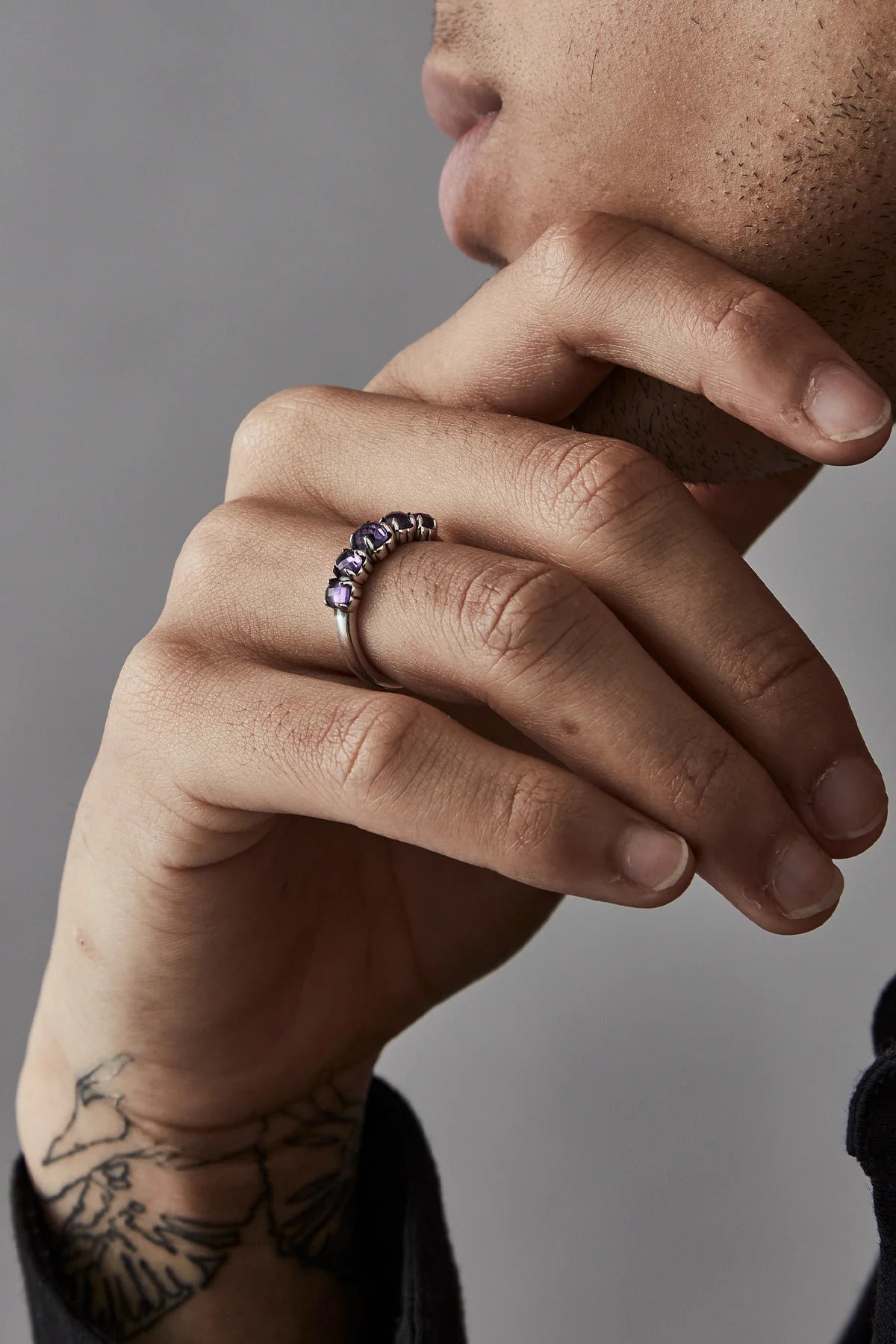 HALO CLUSTER RING AMETHYST