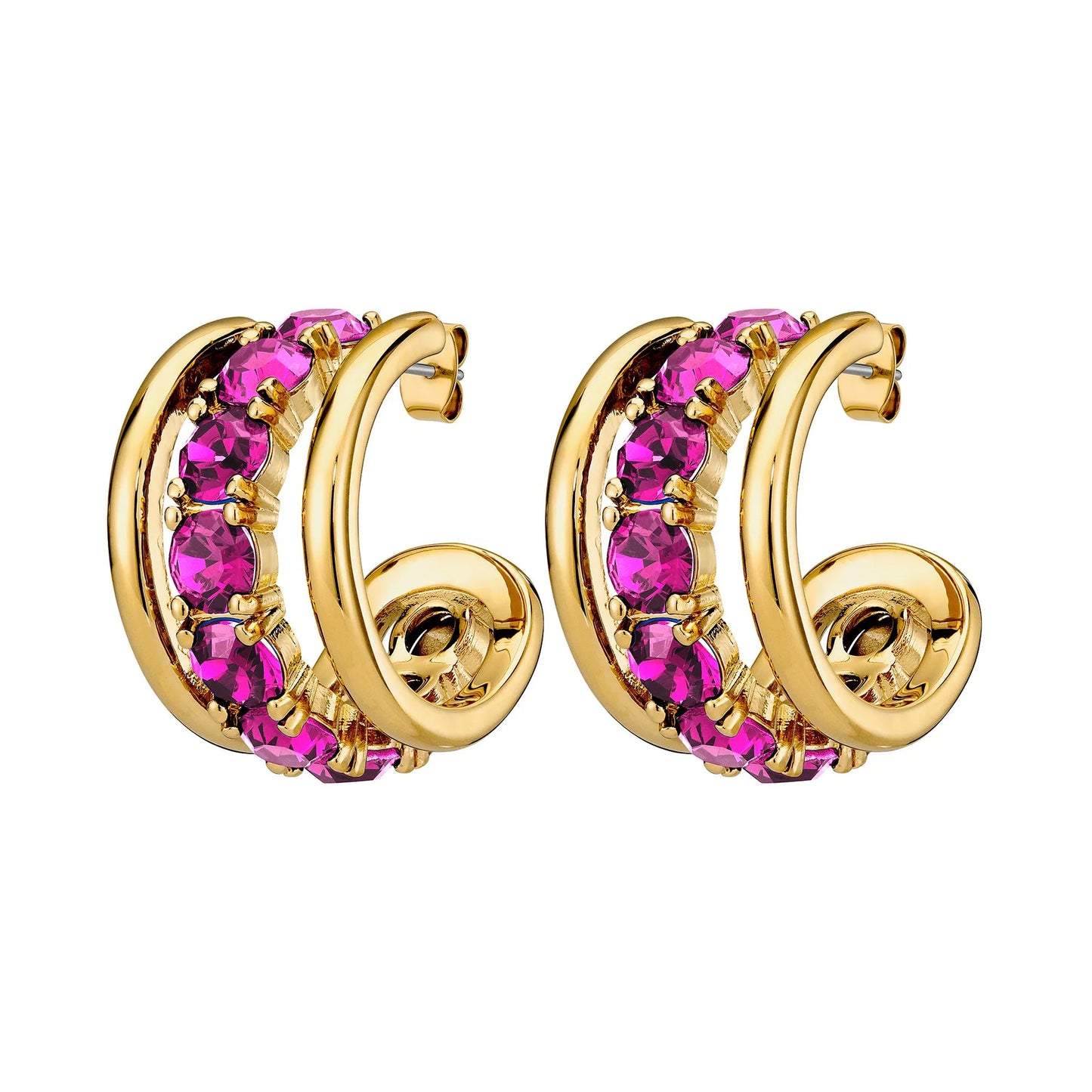 HELEN SHINY GOLD PINK EARRINGS