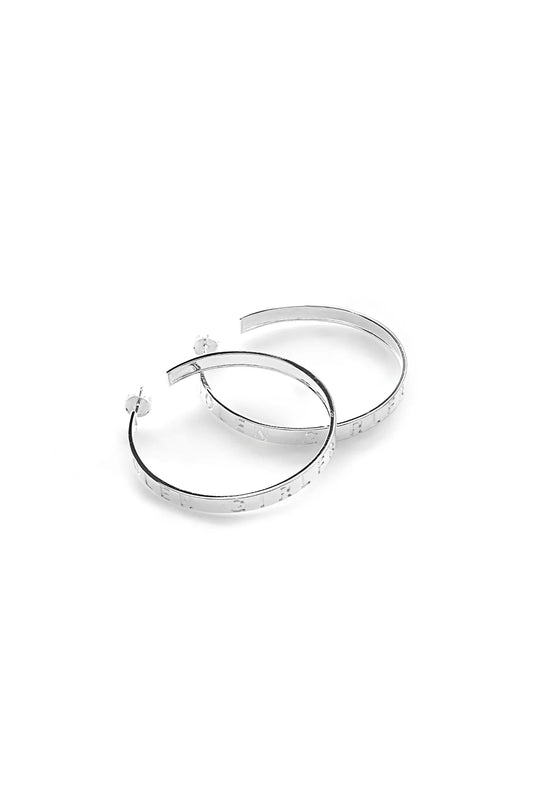 TEXT LOGO HOOP EARRINGS