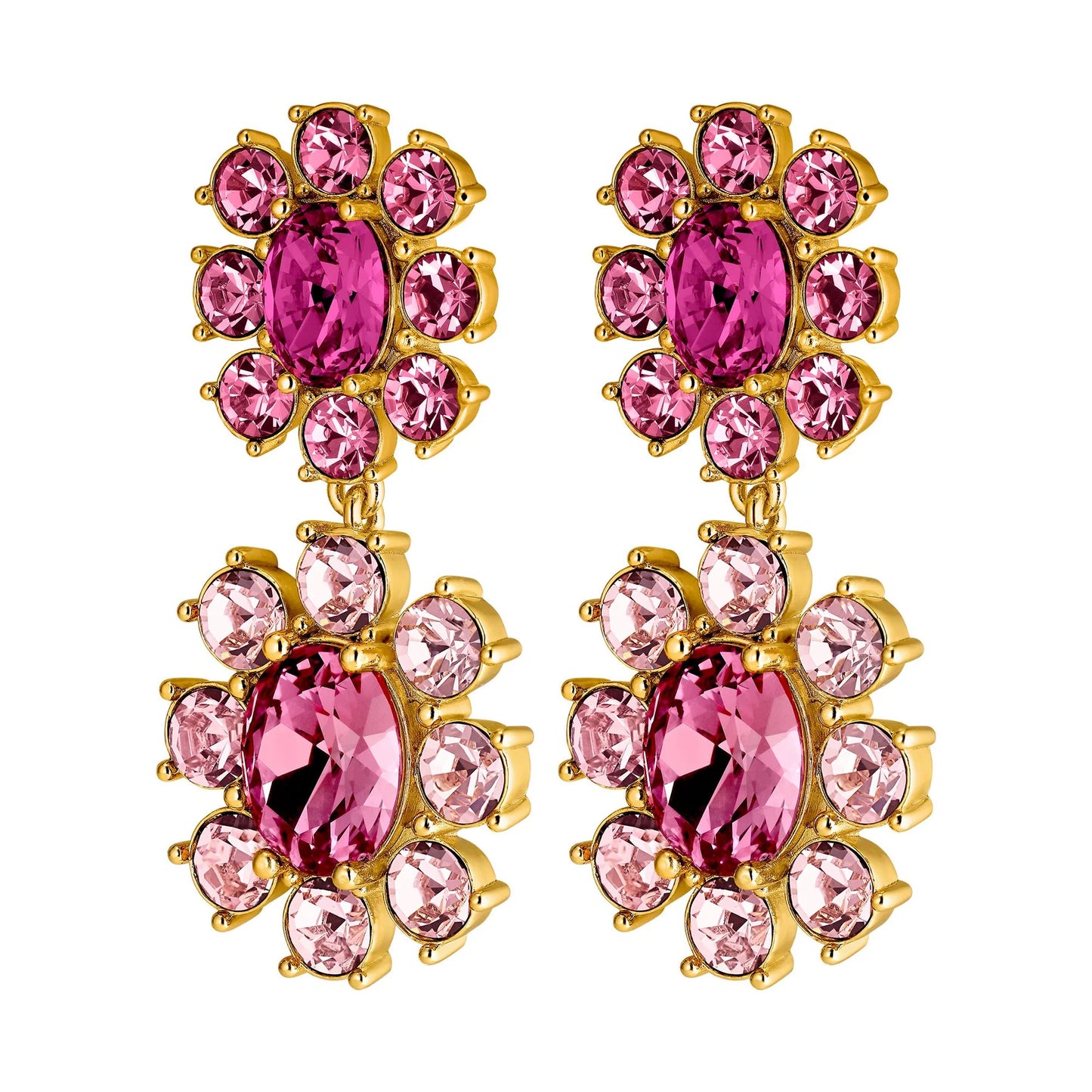 LINA SHINY GOLD ROSE/PINK EARRINGS