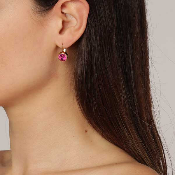 LOUISE SHINY SILVER PINK EARRINGS