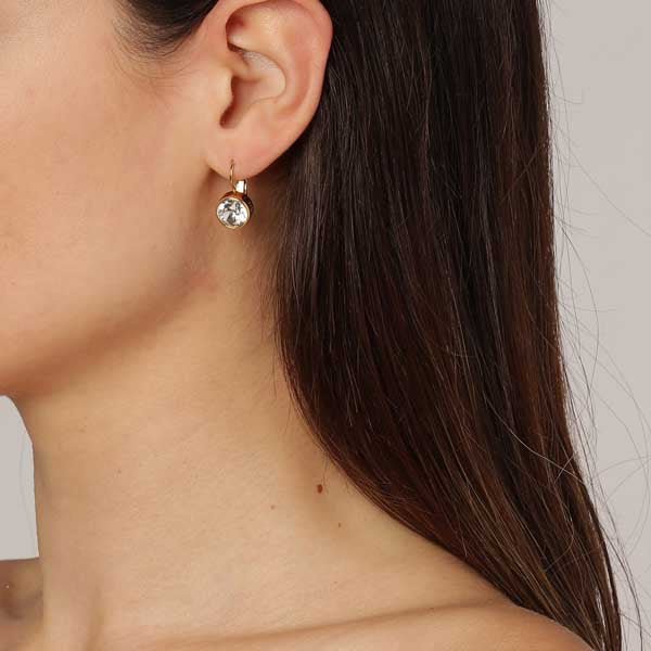 LOUISE SHINY GOLD CRYSTAL EARRINGS