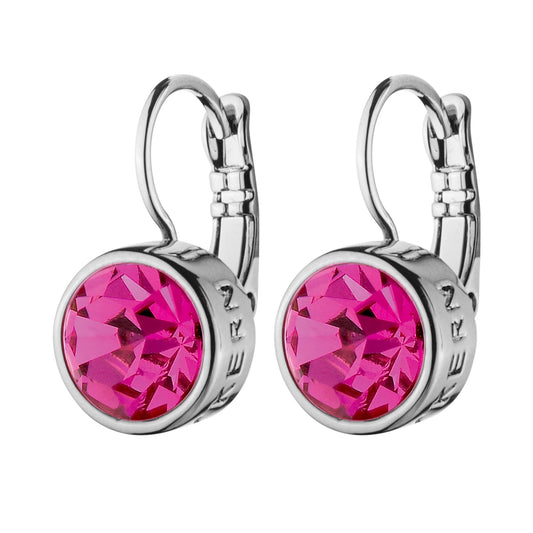 LOUISE SHINY SILVER PINK EARRINGS