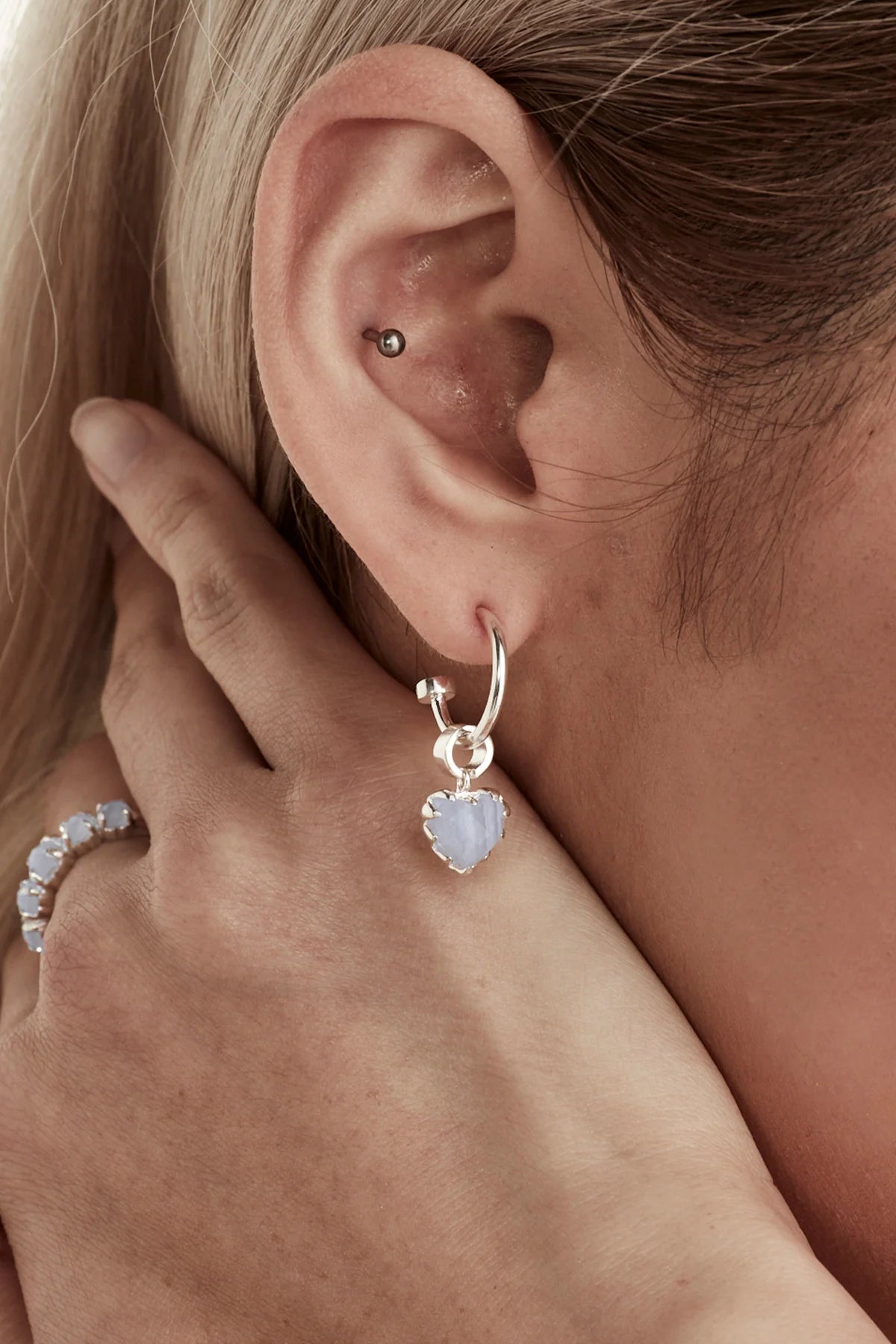 LOVE ANCHOR EARRINGS BLUE LACE