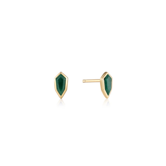 MALACHITE EMBLEM STUD EARRINGS