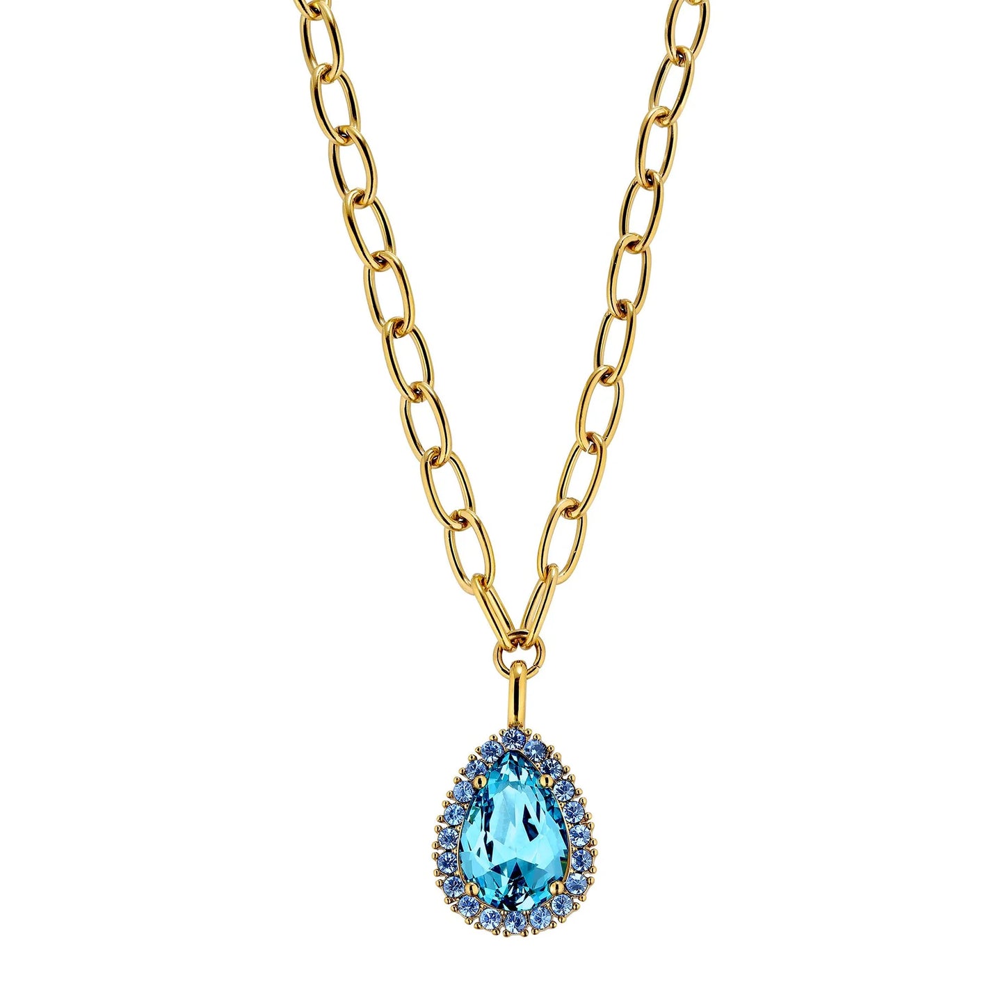 METTA SHINY GOLD AQUA/LIGHT BLUE NECKLACE