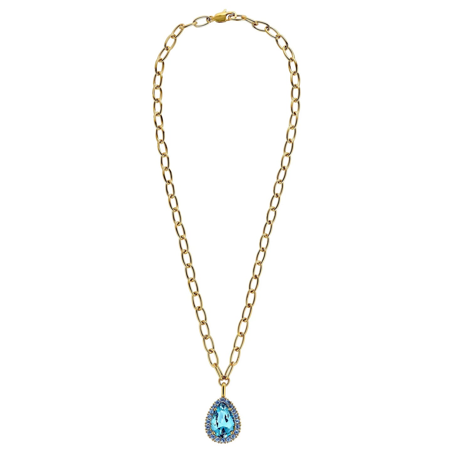 METTA SHINY GOLD AQUA/LIGHT BLUE NECKLACE