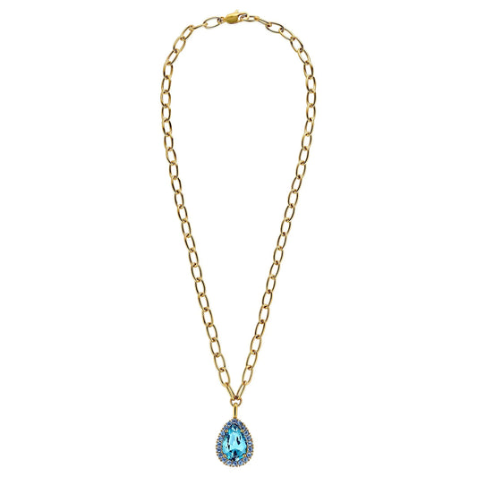 METTA SHINY GOLD AQUA/LIGHT BLUE NECKLACE