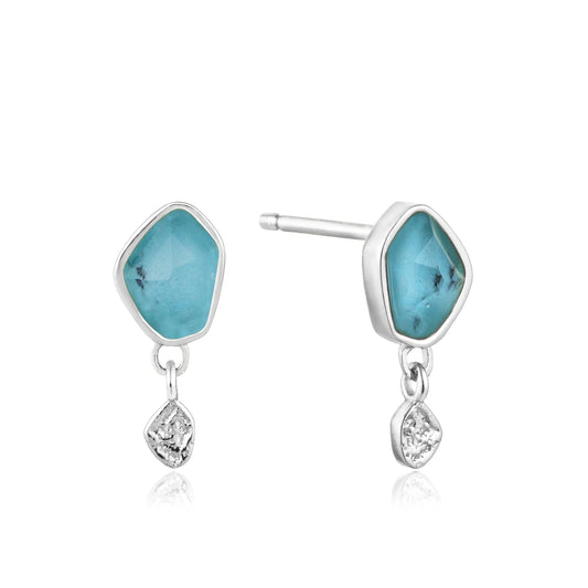 MINERAL TURQUOISE DROP STUD EARRINGS