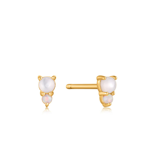 RISING STAR MOTHER OF PEARL & KYOTO OPAL STUD EARRINGS