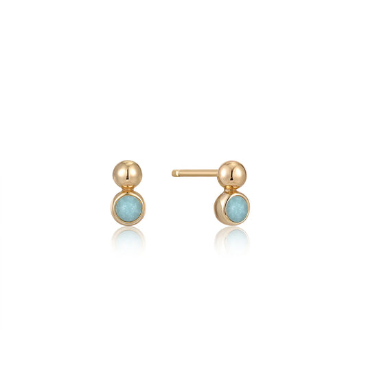 SPACED ORB AMAZONITE STUD EARRINGS