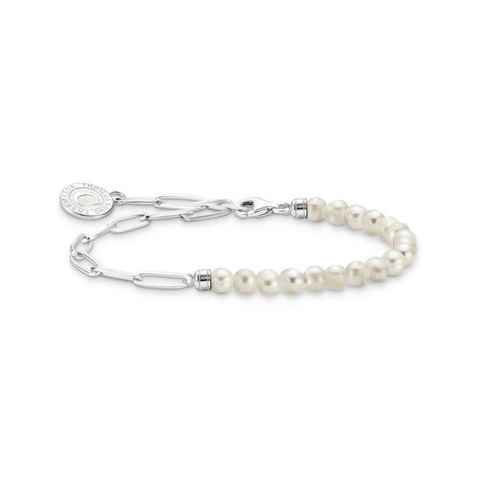 CHARISMA PEARL AND CHAIN LINKS CHARM BRACELET