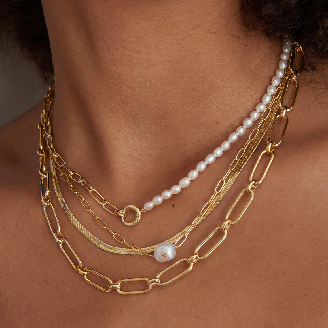 PEARL SPARKLE CHUNKY CHAIN NECKLACE