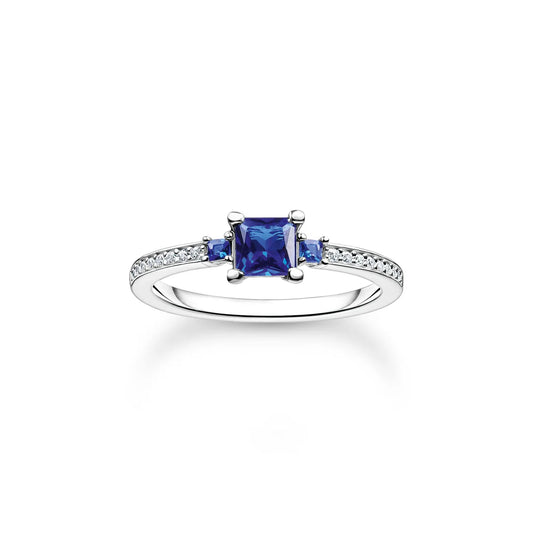 PRINCESS CUT BLUE RING