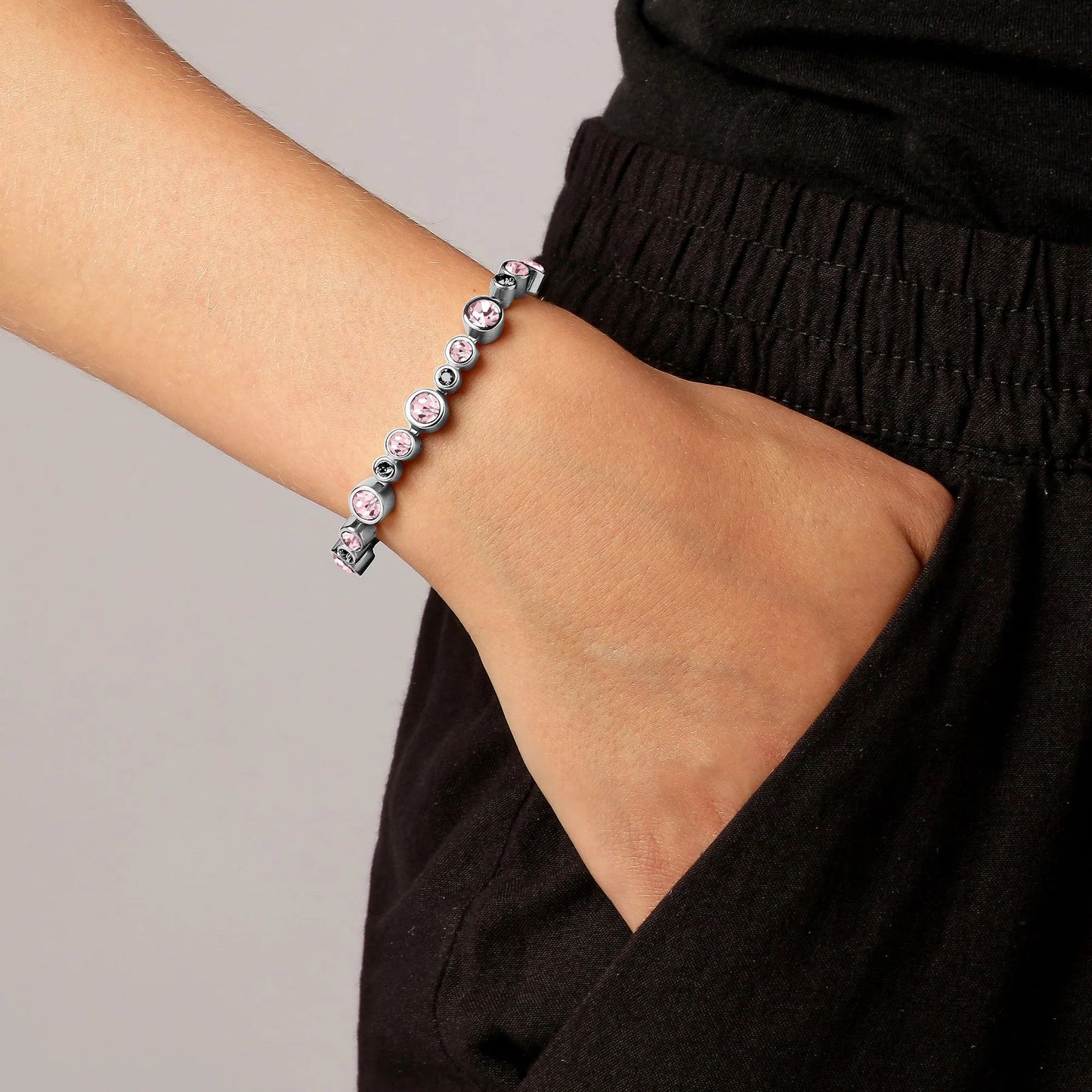 TERESIA SHINY SILVER VINTAGE ROSE/GREY BRACELET