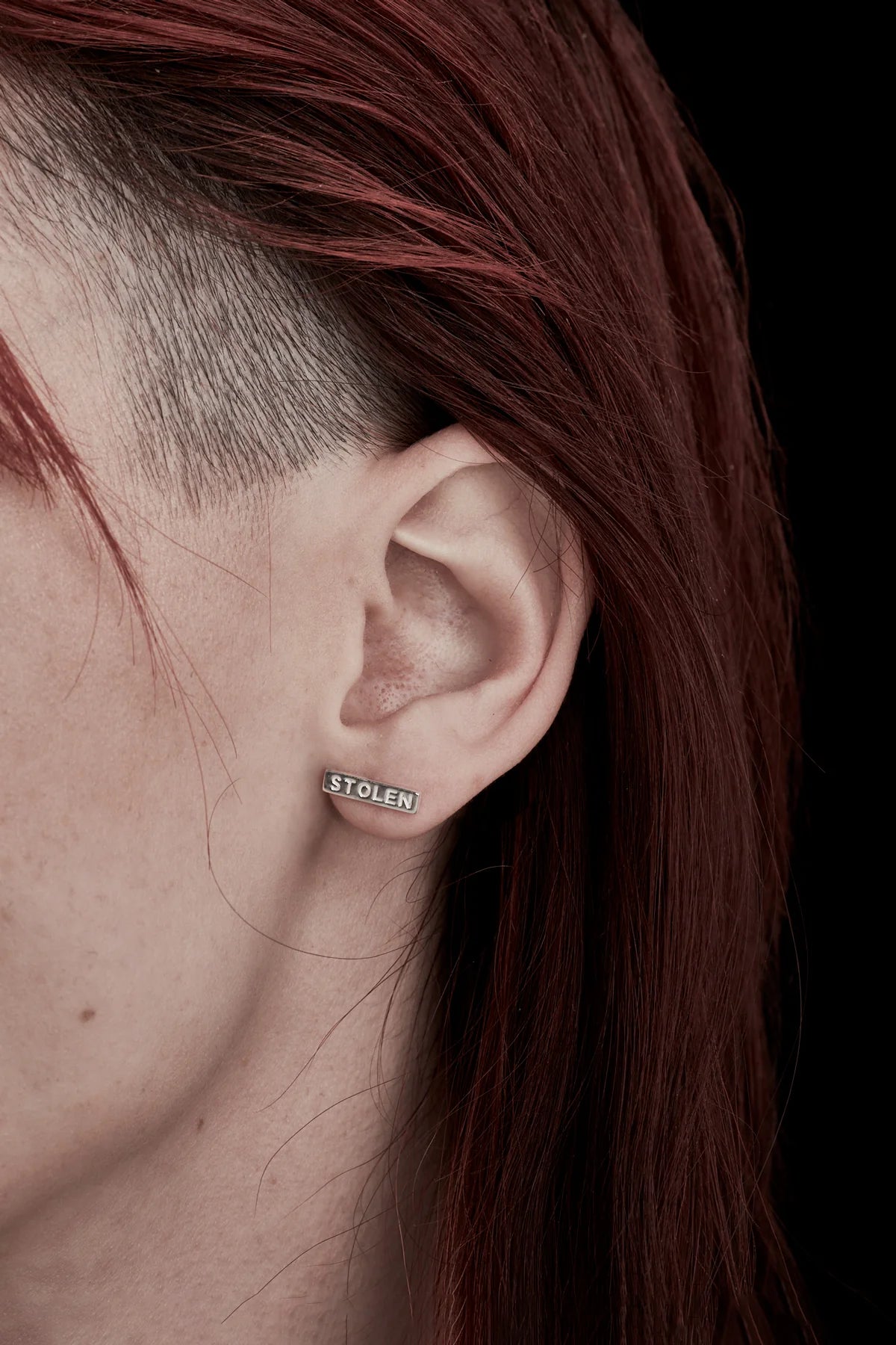 TINY STOLEN BAR EARRINGS