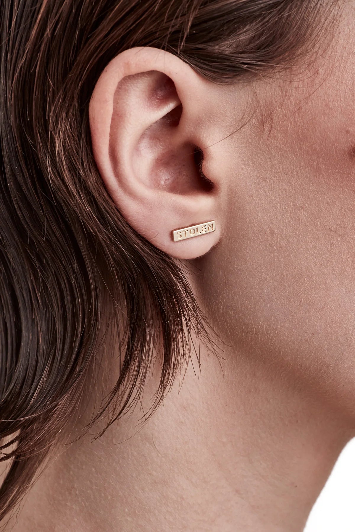 TINY STOLEN BAR EARRINGS