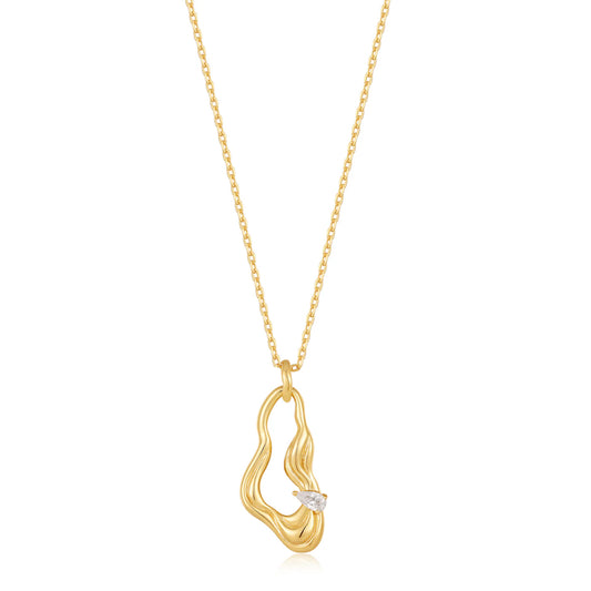 TWISTED WAVE DROP PENDANT NECKLACE