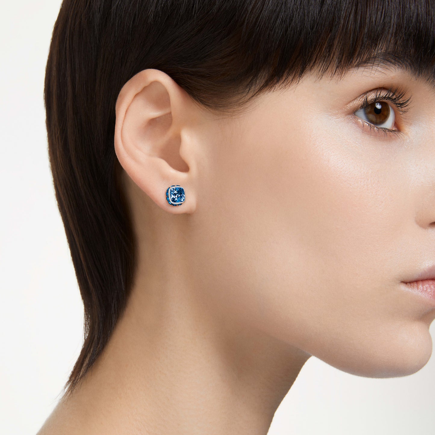 BIRTHSTONE STUD EARRINGS DECEMBER - BLUE, RHODIUM