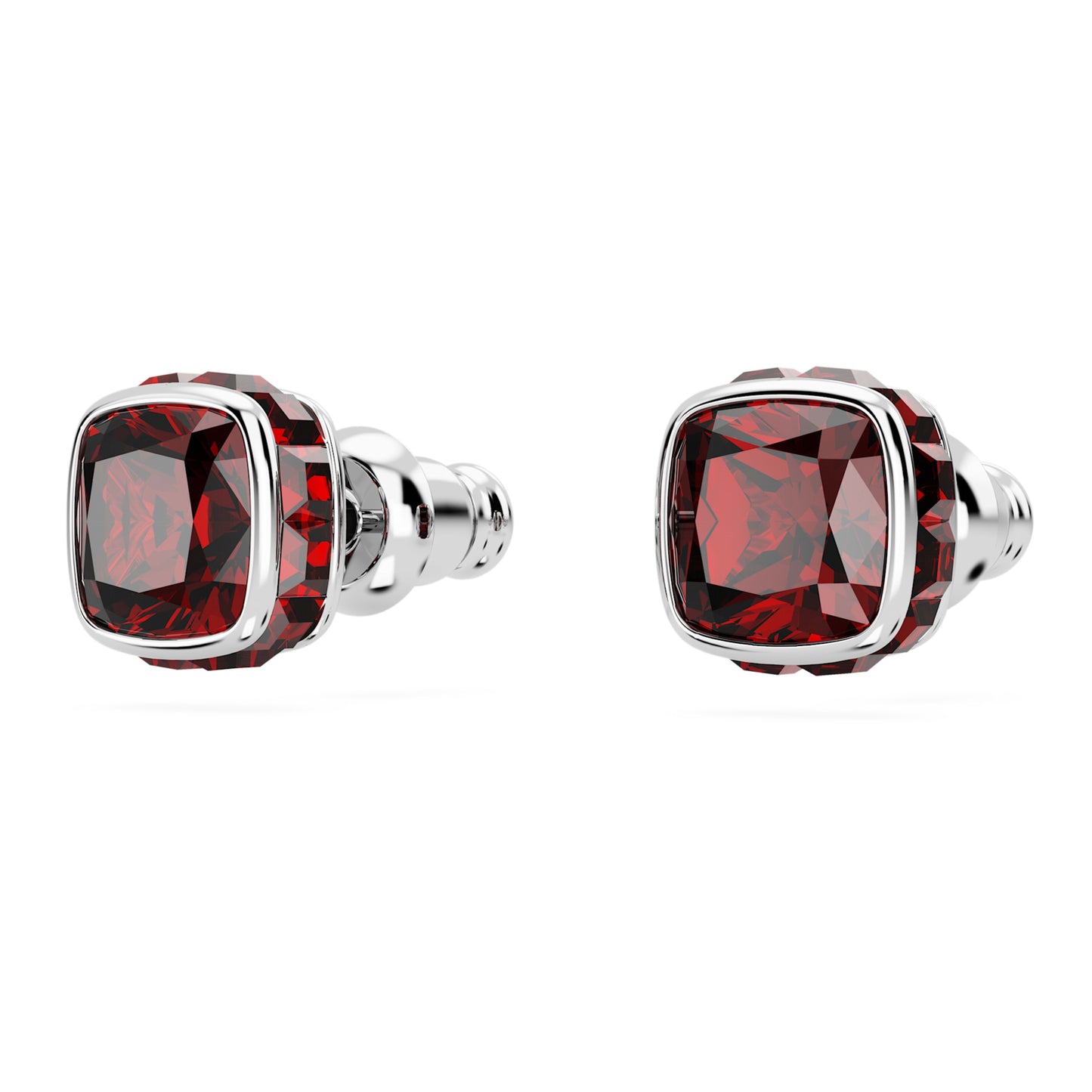 BIRTHSTONE STUD EARRINGS JANUARY - RED, RHODIUM