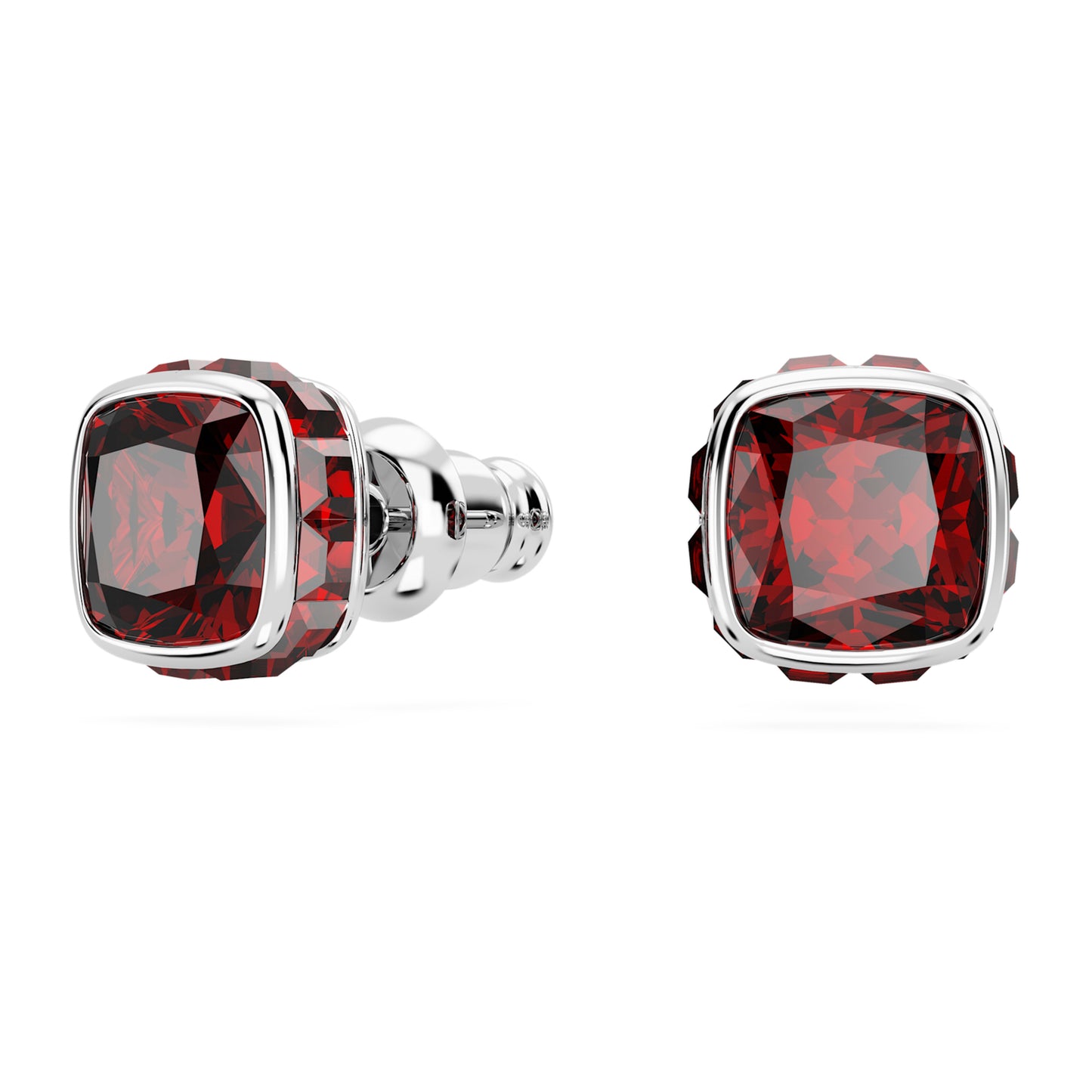 BIRTHSTONE STUD EARRINGS JANUARY - RED, RHODIUM