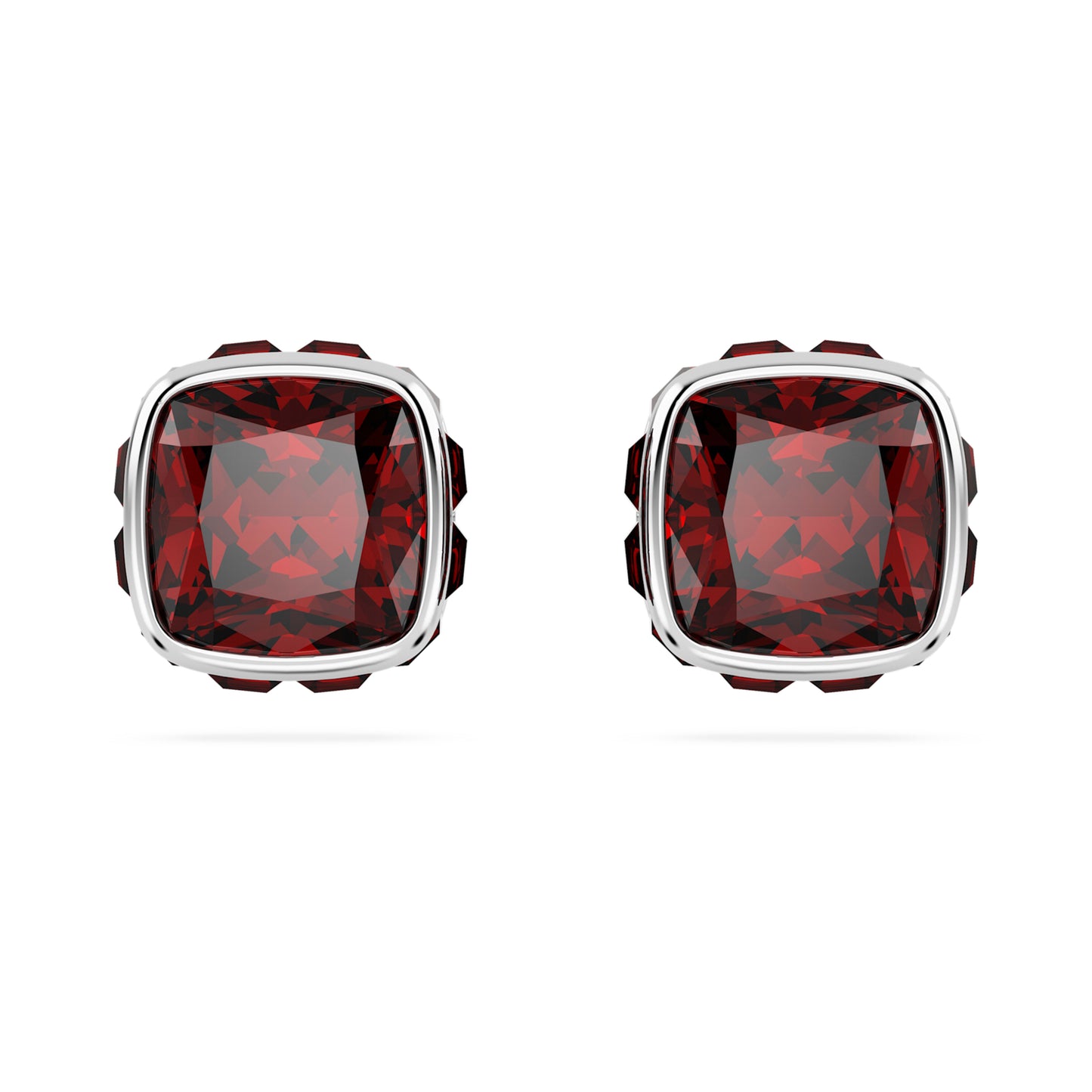 BIRTHSTONE STUD EARRINGS JANUARY - RED, RHODIUM