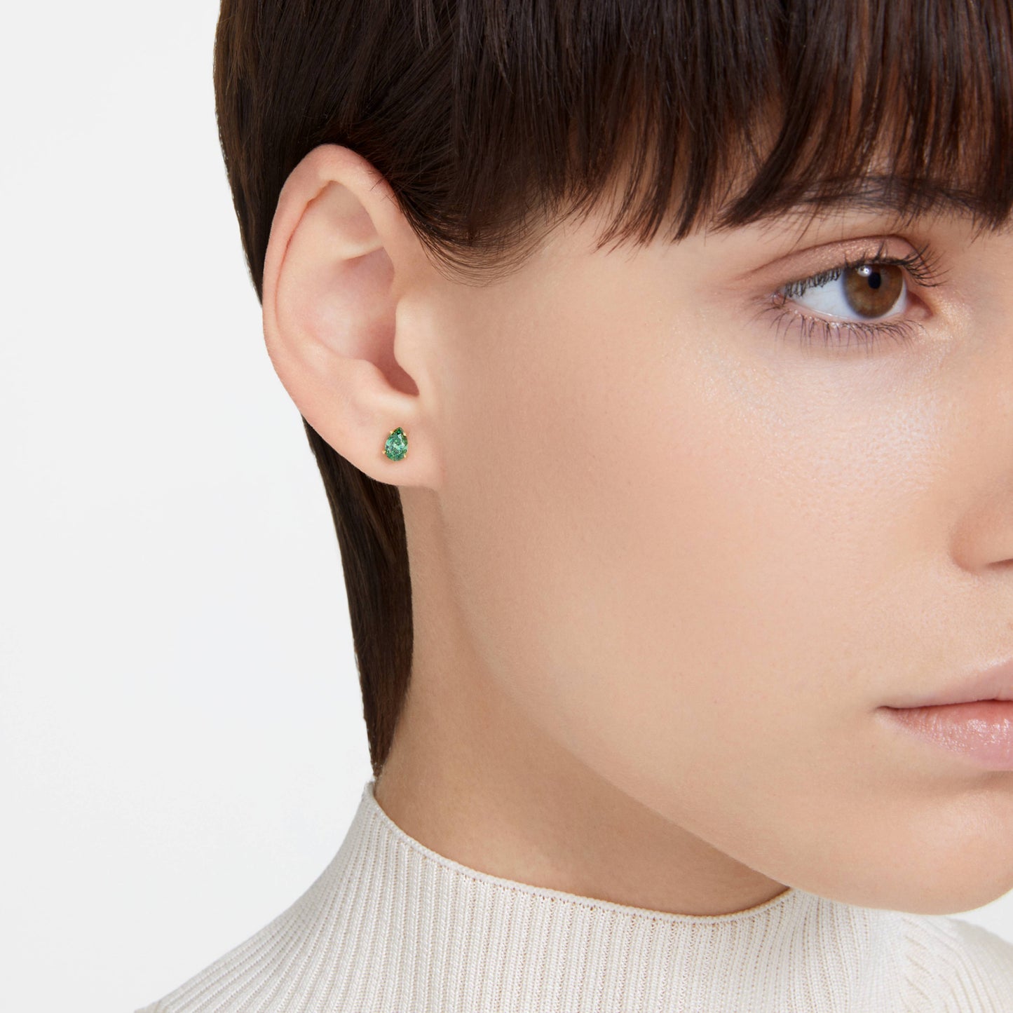 CHROMA STUD EARRINGS PEAR - GREEN, GOLD