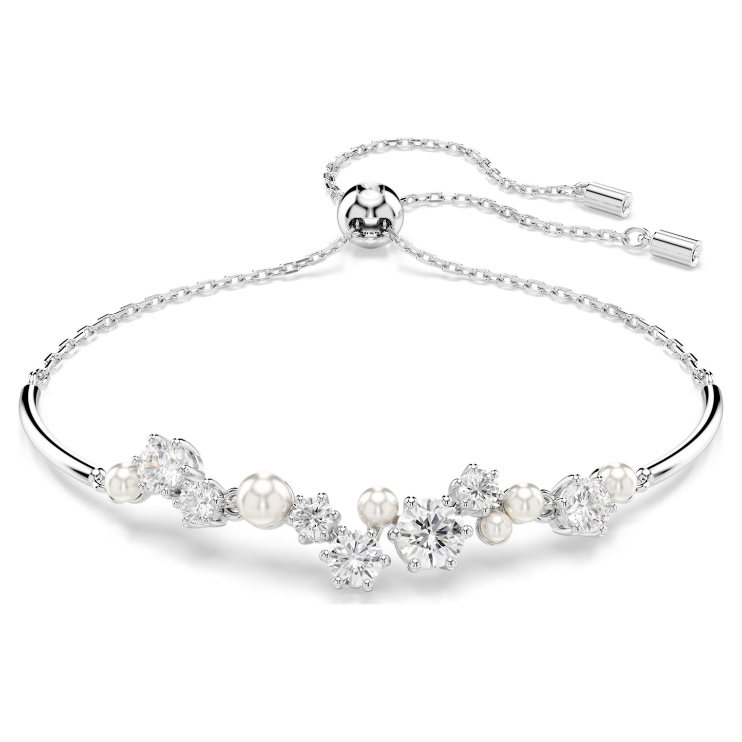 CONSTELLA BANGLE PEARL - WHITE, RHODIUM