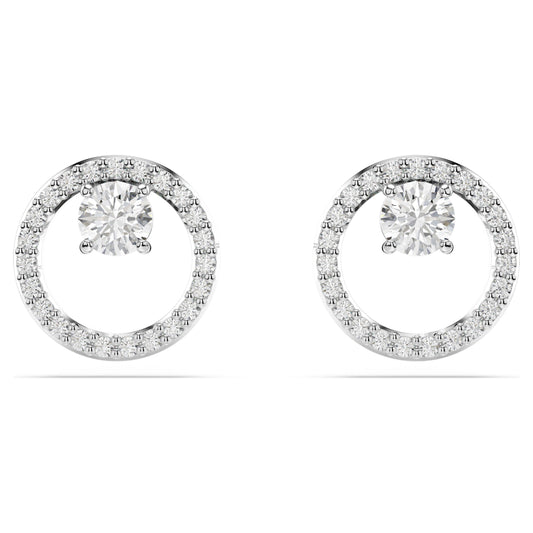 CONSTELLA STUD EARRINGS - WHITE, RHODIUM