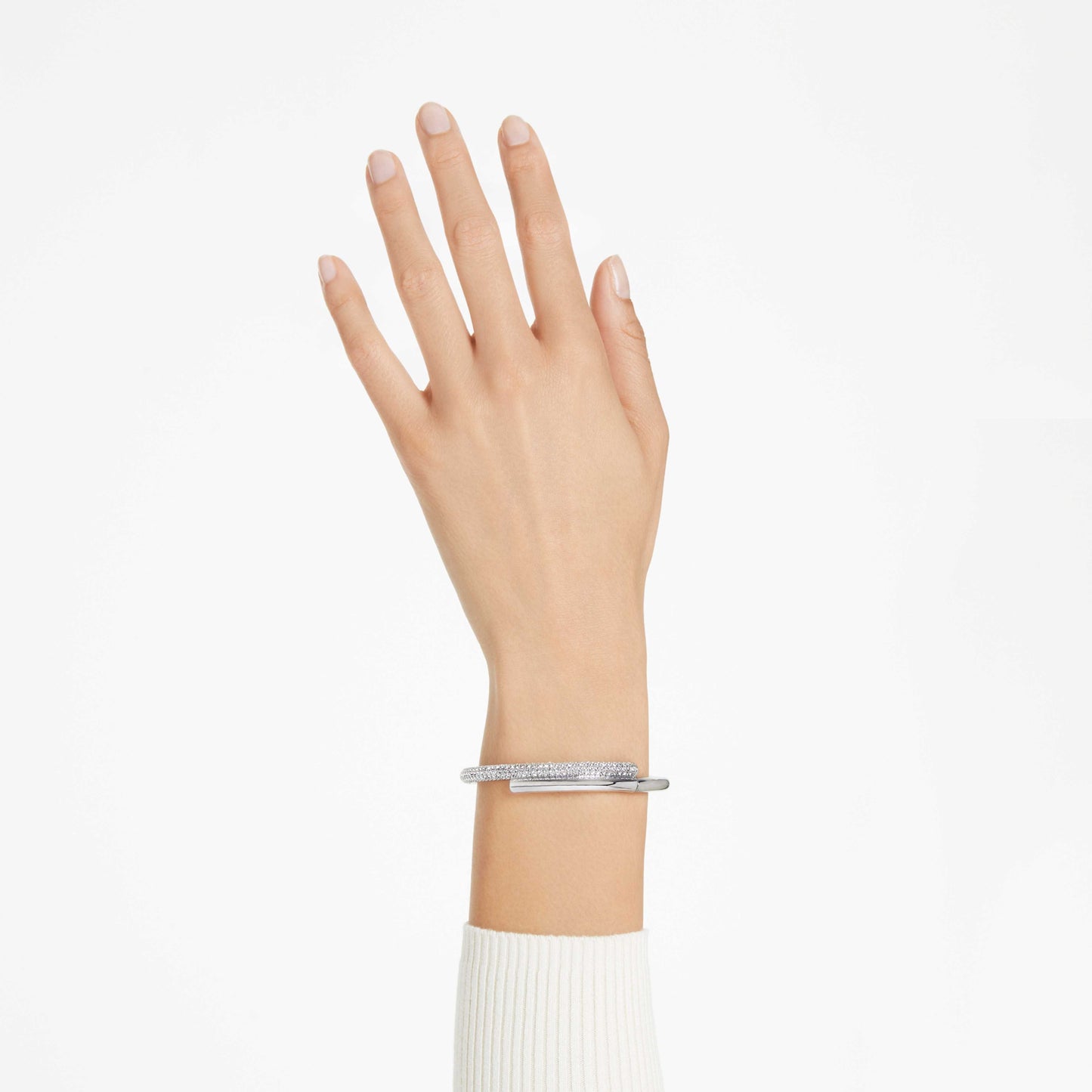 DEXTERA BANGLE - WHITE, RHODIUM