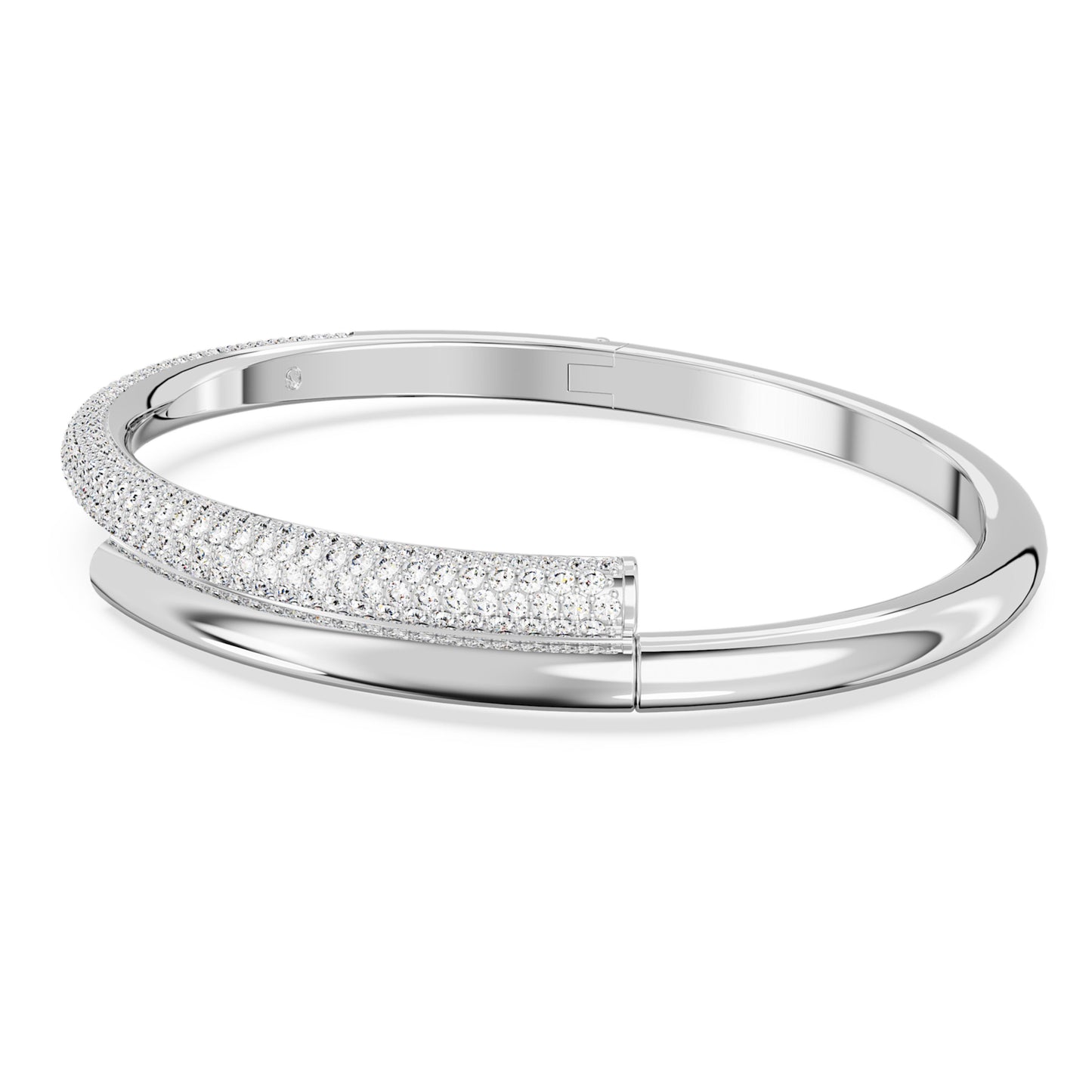 DEXTERA BANGLE - WHITE, RHODIUM