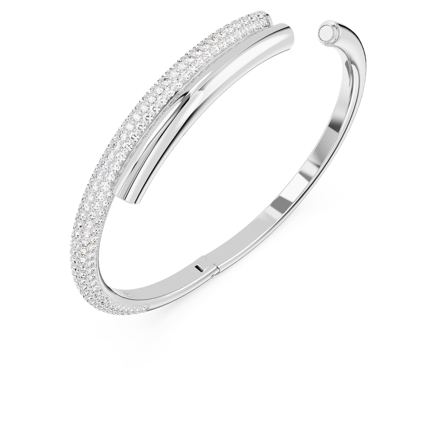 DEXTERA BANGLE - WHITE, RHODIUM