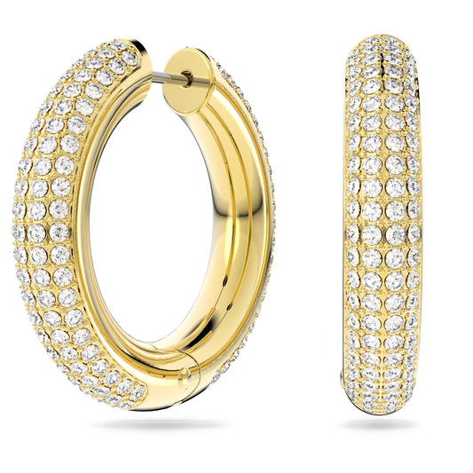 DEXTERA HOOP EARRINGS MEDIUM - WHITE, GOLD