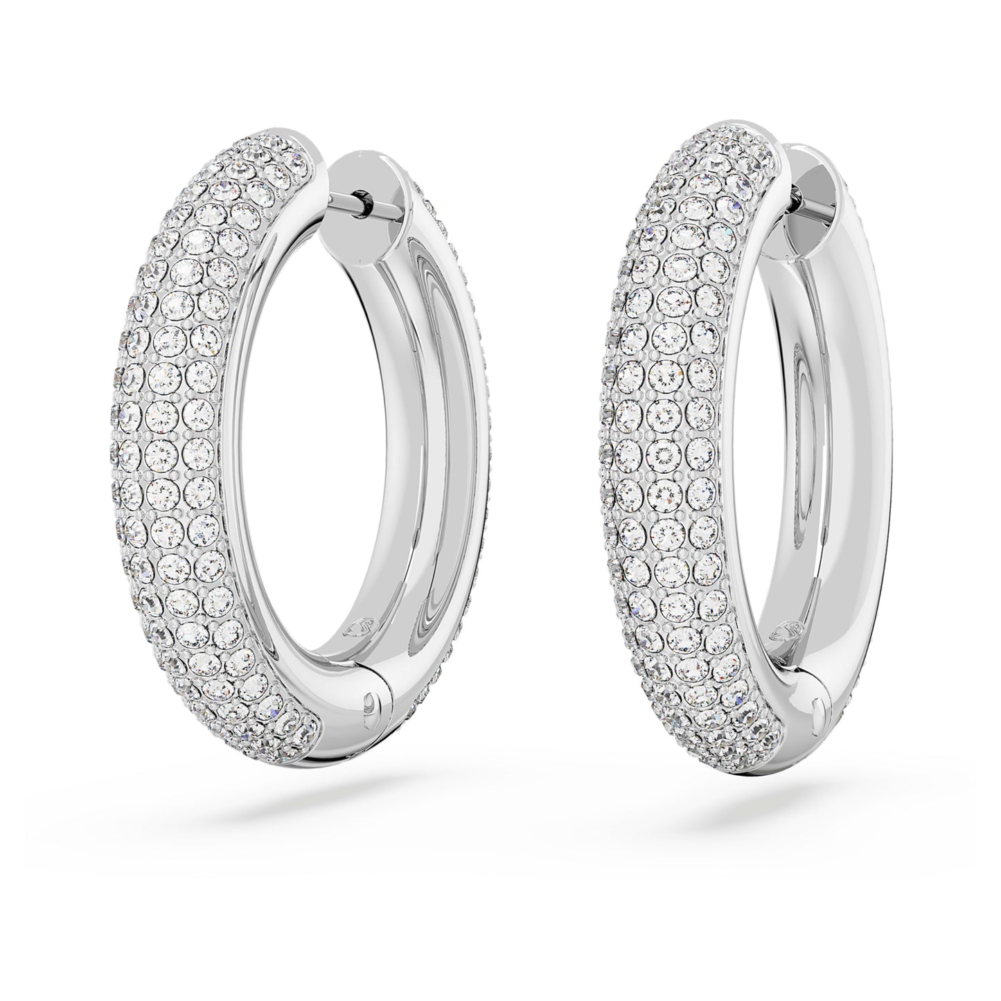 DEXTERA HOOP EARRINGS MEDIUM - WHITE, RHODIUM