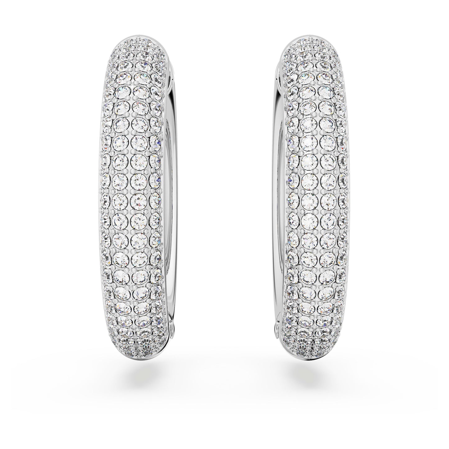 DEXTERA HOOP EARRINGS MEDIUM - WHITE, RHODIUM